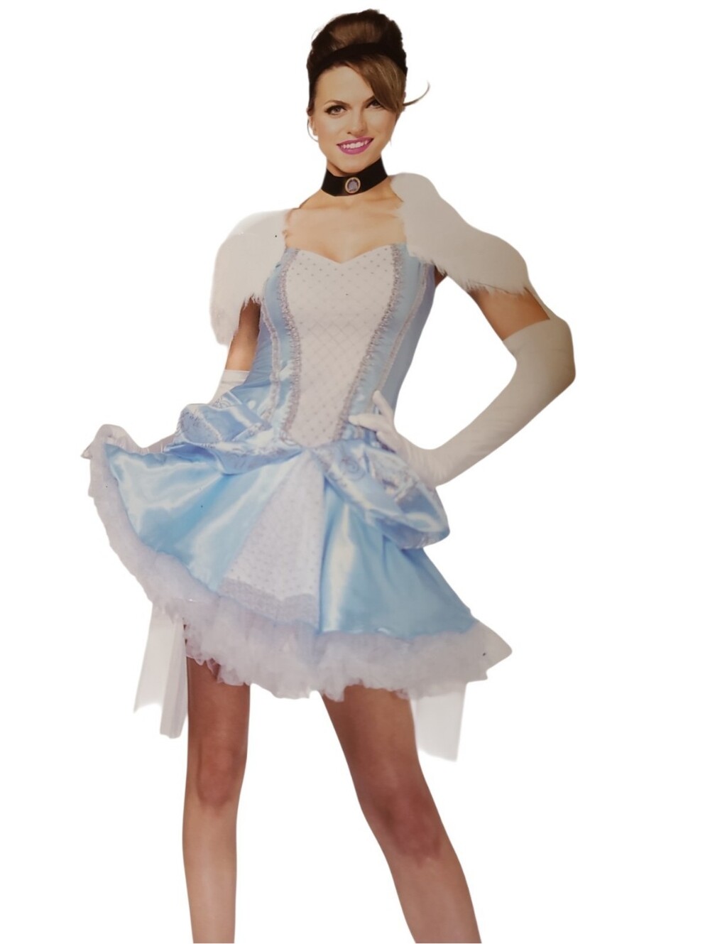 Y2K 2000's Leg Avenue Cinderella Costume Shawl Tiara Gloves Stockings Set S